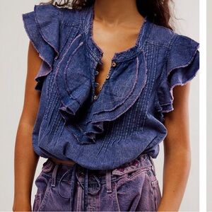 NWT Free People Naya Denim Top, XS